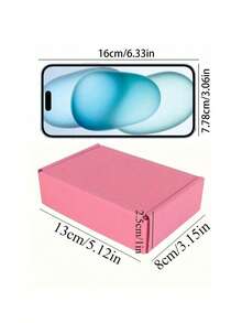 SHEIN 10 个粉色 3 层超硬瓦楞纸包装盒，尺寸：5.12x3.15 X1 英寸 10 个 5.12x3.15 X1 英寸小型邮寄运输箱包装盒，瓦楞纸箱小型企业包装工艺品节日圣诞礼品包装（粉色） - 粉色 - 查看 2
