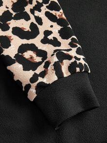 SHEIN Emery Rose Kids Tween-Mädchen Lässiger, minimalistischer und bequemer Rundhals-Pullover mit Leopardenmuster-Patchwork - Verschiedenfarbig - Übersicht 4