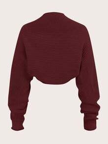 SHEIN Girlism Tween Girl V-Neck Sweater, Minimalist Fashion Casual Everyday - Burgundy - View 4