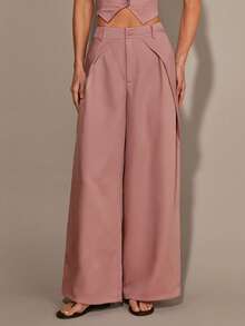 COSMINA 两件套女士V领上衣和优雅通勤套装，办公室着装，背心和裤子套装，日常穿着，设计套装，莲藕粉色套装 - 藕粉色 - 查看 5