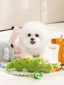 PETSIN 1pc Hemp Rope Grinding Dog Toy With Sound Training, Bite Resistant Toy, Teddy Bear, Small Dog, Pet Dog Toy, Simulation Elephant, Simulation Animal Toy - Multicolor - View 3