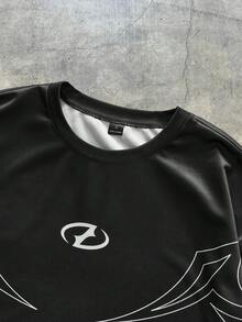 Men's AXEPEAK Casual Fashionable Streetwear T-Shirt - Black - View 4