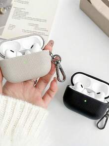 Casing Earphone Baru Motif Garis Vertikal Mewah dari Kulit untuk Pro 2, Pelindung Kulit Lembut untuk 1 2 3 4 Pro 3 - Abu-abu muda - View 3
