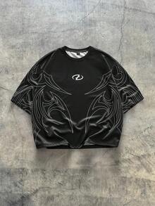 Men's AXEPEAK Casual Fashionable Streetwear T-Shirt - Black - View 1