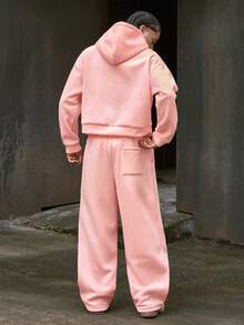 AXEPEAK Men's Casual Hooded Sweatshirt & Pants Set - Pink - View 2