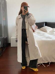 Livesso 女士宽松休闲加厚商务休闲外套，秋冬新款女式外套 - 杏色 - 查看 4