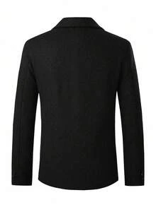 Manfinity Homme Men's Solid Color Minimalist Everyday Long Sleeve Overcoat - Black - View 2