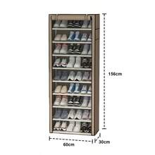 Muebles 10 Niveles Estante De Calzado Organizador Cubierta antipolvo Para Zapatero, Protector de 10 capas con cremallera para armario de zapatos, cubiertas de muebles para el hogar, cubierta Rectangular plegable Zapatero zapatera 10 Nivel de Zapatos de gabinete en Rack, Estante del Zapato de Lona Permanente del Organizador del almacenaje, for 30 Pares Zapatos con Prueba de Polvo Cubierta zapatera Zapatero - Café - Ver 7