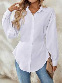 SHEIN Tall 女士优雅办公室通勤白衬衫 - 白色 - 查看 4