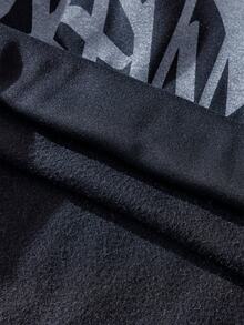 Manfinity Unisex Men's Casual Printed Pocket Long Sleeve Hoodie - Black - View 8