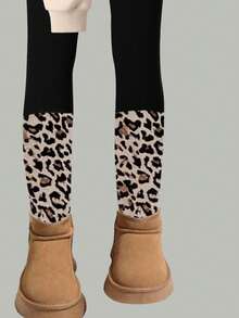 Bộ 2 quần nỉ và quần legging họa tiết da báo, chữ cái tiếng Anh và hình thỏ dễ thương cho bé gái, trang phục thu/đông - Nhiều màu - Xem 3