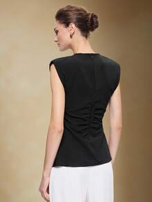 BizChic 2026 Nouveau Top pour femmes à épaules larges et froncé à la taille, noir. Moderne, élégant, polyvalent pour le quotidien urbain. Romantique, style rétro années 90. Convient pour les fêtes de Noël, du Nouvel An, la Saint-Valentin, les soirées, la plage, la remise des diplômes, la mode, le carnaval, les vacances, les occasions décontractées, romantiques, mariages (invités, hôtes), sorties, concerts, brunchs, aéroports, multi-occasions - Noir - Voir 3