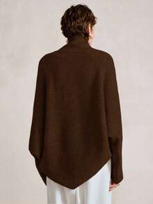 SHEIN Stylify 女士秋冬新款不对称下摆宽松针织开衫，优雅高端时尚，适合日常通勤 - 咖啡棕 - 查看 2