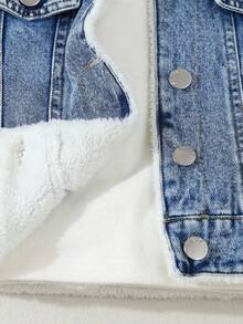 SHEIN 年轻男孩舒适休闲保暖牛仔夹克，秋冬