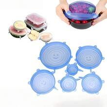 6pcs Silicone Stretch Lid, Food Bowl Cover, Reusable Food Saving Cover, Stretchable Multifunctional Fruit And Vegetable Fresh-Keeping Cover (Due To Different Batches,The Number, Size, And Shape Of Handles May Vary. We Apologize For Any Inconvenience Caused.) - Multicolor - View 11