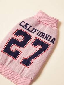 PETSIN 1 Áo len cổ cao không tay co giãn ấm áp và thoải mái cho chó mèo thú cưng màu hồng 27 phong cách thể thao thời trang dễ thương họa tiết dệt kim jacquard - Hồng - Xem 3