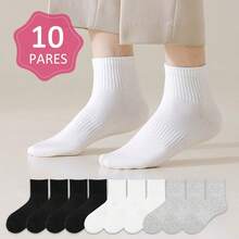 10 pares calcetines deportivos casuales para hombres, calcetines blancos, calcetines negros, cómodos, para caballero con ajuste superior,unitalla - Multicolor - Ver 7