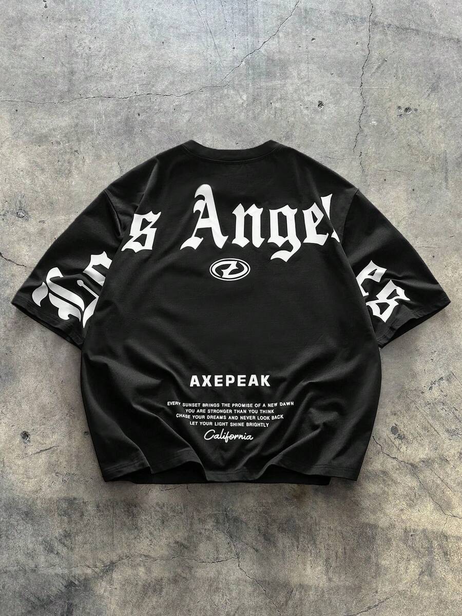 T-shirt décontracté à manches courtes ample pour hommes AXEPEAK