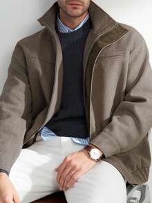 Airaco 男士休闲纯色简约长袖外套，日常穿着