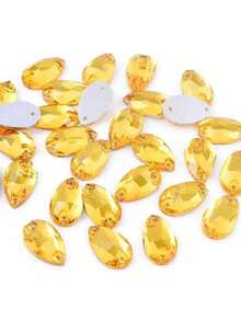 Slim Water Drop Shape Glass Multi Colors Shape Shiny Handmade Sewing Crystal Hand Sewn Rhinestone Decoration Beads Flat Back With Holes Gems DIY Accessories Sew On Stones Strass For Decorating Clothes, Dress, Bags, Shoes, Brooches, Earrings, Handicrafts