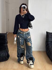 Coolane Women's Fall/Winter Back To School Basic Solid Color Pleated Asymmetrical Neck Long Sleeve Pullover Black Sweatshirt