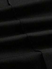 SHEIN Tall CURVE Pantalones rectos sueltos de talla grande para mujer con decoración de cadena y costura frontal, para uso casual u oficina - Negro - Ver 5