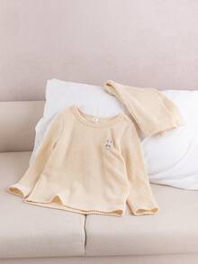 4pcs Young Girls Jacquard Bunny Print Casual Comfortable Pajama Set, Includes Long Sleeve Top And Pants, Home Wear 6y Clothes Clothes With Bunny - Multicolor - View 6