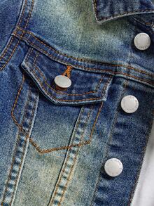 SHEIN Conjunto Vintage de Denim Desbotado para Meninos Bebês - Lavagem escura - Visão 3