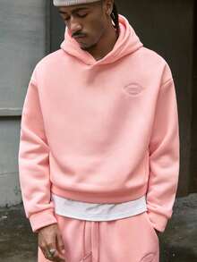 AXEPEAK Men's Casual Hooded Sweatshirt & Pants Set - Pink - View 4