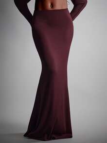 Hauture Sexy Night Out Party Low Waist Plum Maxi Mermaid Skirt