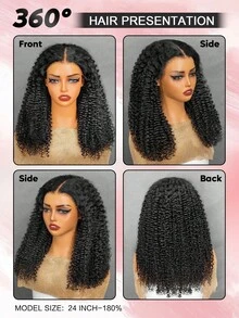 TrueHD Peluca de cabello humano con encaje transparente y rizado rizado de 9*6 180% de 16-28 pulgadas de la tienda de cabello 9AM. Color negro natural, lista para usar y versátil. Accesorio de cabello activo, regalo ideal para dama de honor, San Valentín o cita romántica. - SNatural - Ver 3