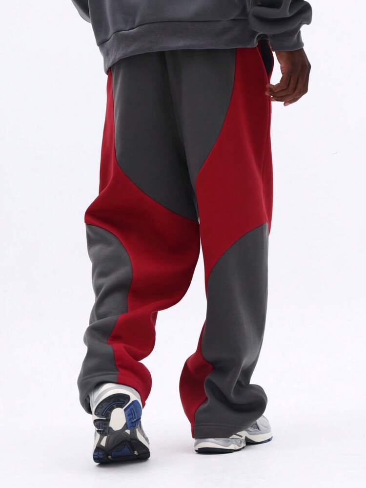 Color Block Sweatpants With Cuffed Ankles