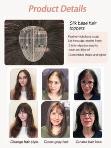 Bangs Hair Clip 8" Hair Toppers For Women Real Human Hair 360° 3D Cover Real Hair Topper With Bangs Straight Hairpieces Clip In Bangs