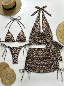 Swim Vcay 女士休闲度假沙滩派对印花比基尼四件套泳装 - 彩色 - 查看 3