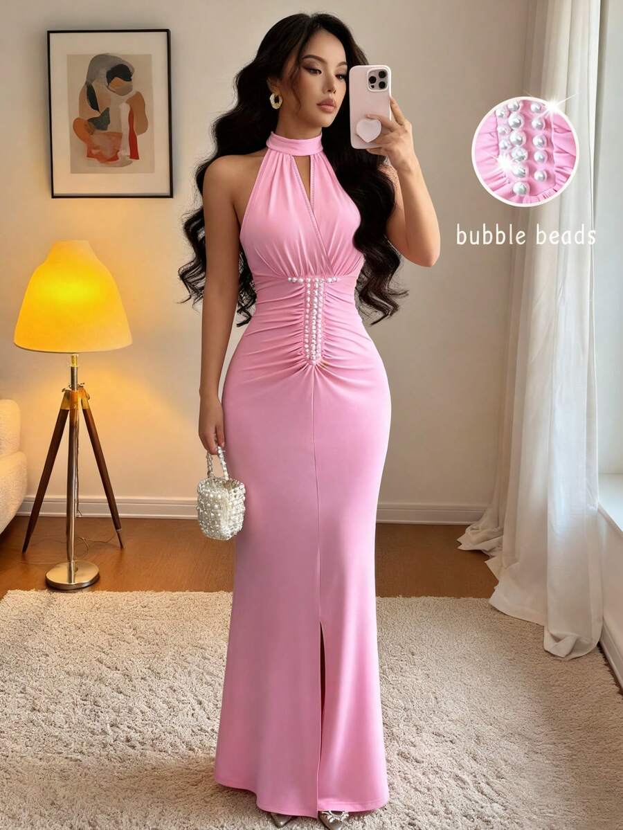 Rafferiza Women's Casual Shirts, Elegant Shirts, Fashionable Shirts, Glossy Shirts, Satin Shirts, Embossed Shirts, 3D Shirts, Long-Sleeved Shirts, High-End Shirts, Versatile Shirts, Spring/Summer Shirts, Autumn Shirts. - Pink - View 1