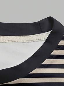 Manfinity Dauomo Men's Casual Striped Round Neck Knight Graphic Short Sleeve T-Shirt, Summer - Multicolor - View 3