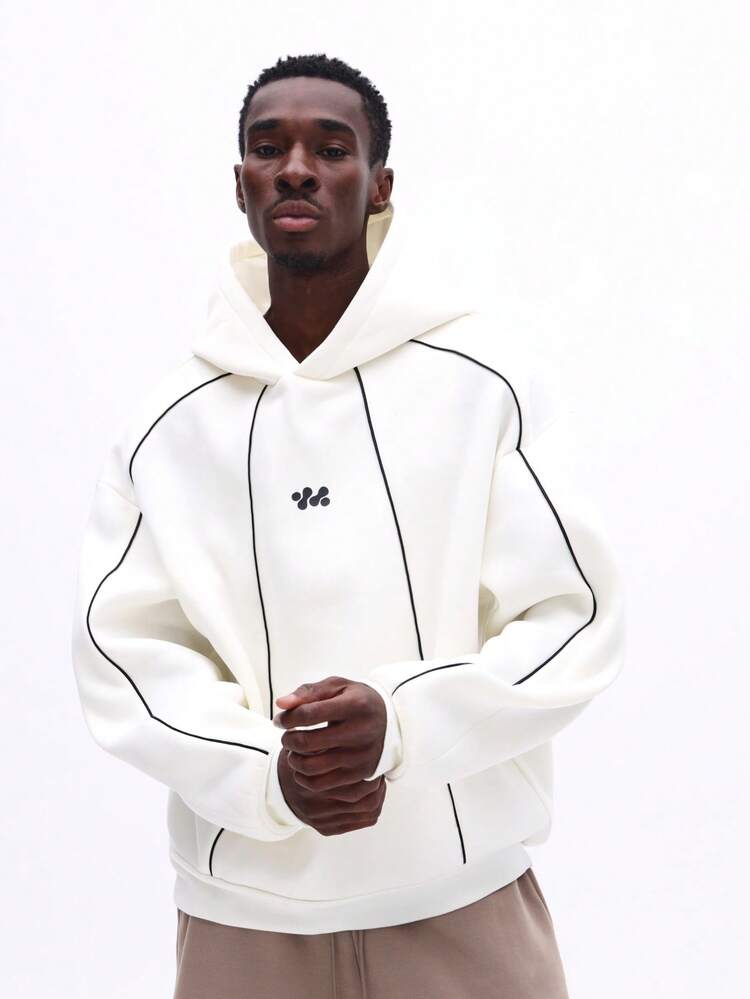 Sweat à capuche blanc avec liseré noir