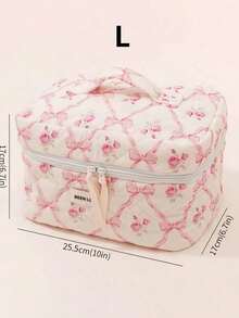 1/2/3PCS Capacity Wearable Zippered Travel Storage Stationery Rose Red Floral Print Multicolor Cosmetic Bag For Women Travel Fashion Casual Makeup Organizer Beauty Pouch - Multicolor - View 13