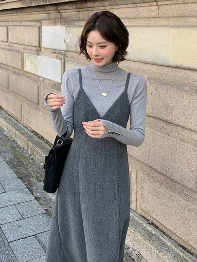 DAZY 女士纯色中长吊带裙