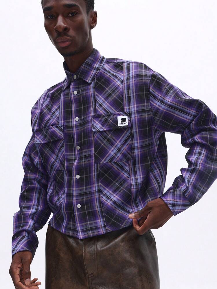 Koszula w kratę z krótkim rękawem i guzikami