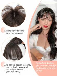 刘海发夹 8 英寸假发片 女士真人发 360° 3D 覆盖 真发假发片 带刘海 直发假发片 夹式刘海 - S3 - 查看 3