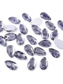 Slim Water Drop Shape Glass Multi Colors Shape Shiny Handmade Sewing Crystal Hand Sewn Rhinestone Decoration Beads Flat Back With Holes Gems DIY Accessories Sew On Stones Strass For Decorating Clothes, Dress, Bags, Shoes, Brooches, Earrings, Handicrafts