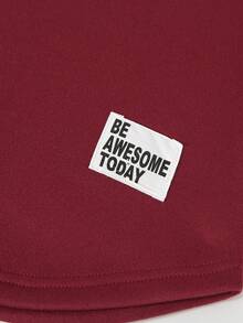 2pcs/Set Purple Hoodie Sweatshirt With Tail Design & Flared Pants, Solid Color, Patch Decor, Back To School, Autumn Burgundy Young Girls Two Pieces Outfits - Burgundy - View 5