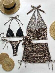 Swim Vcay 女士休闲度假沙滩派对印花比基尼四件套泳装 - 彩色 - 查看 2