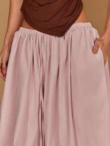 COSMINA Women's Casual Solid Color Drawstring Pants, Balloon Pants, Pink Trousers, Elegant Loose Trousers, Autumn/Winter Trousers, Spring Trousers, Fashionable Items, Street Style Favorites, Everyday Wear, Casual Trousers, Loose Trousers, Harem Pants - Pink - View 6