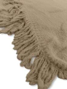 Franclia 独特休闲高领针织毛衣，流苏设计，修身长袖上衣，秋冬款 - 卡其色 - 查看 6