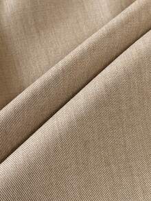 Manfinity Mode 男士纯色翻领口袋西装外套和裤子套装，适合聚会和通勤穿着。 - 卡其色 - 查看 5