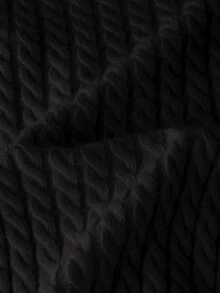 SHEIN Franclia 法式优雅方领弹力修身长袖针织衫，撞色滚边泡泡袖可爱针织上衣，适合日常穿着，荷叶边下摆针织衫，适合秋冬季节，乡村风格女式上衣，优雅女士毛衣，圣诞套头毛衣，女士冬季针织衫 - 黑色 - 查看 3