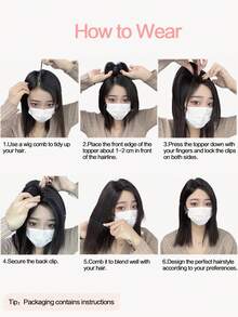 Bangs Hair Clip 8" Hair Toppers For Women Real Human Hair 360° 3D Cover Real Hair Topper With Bangs Straight Hairpieces Clip In Bangs - S24 - View 10