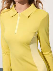 CourtClass 女士拉链领长袖高尔夫连衣裙配短裤